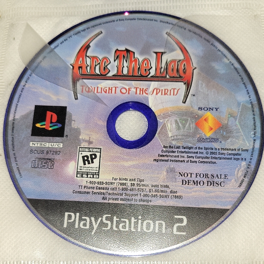 Sony PlayStation 2 Arc The Lad: Twilight of the Spirits Demo Disc